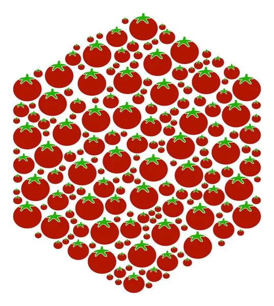 Composição Hexagonal Preenchida de Tomate — Vetor de Stock