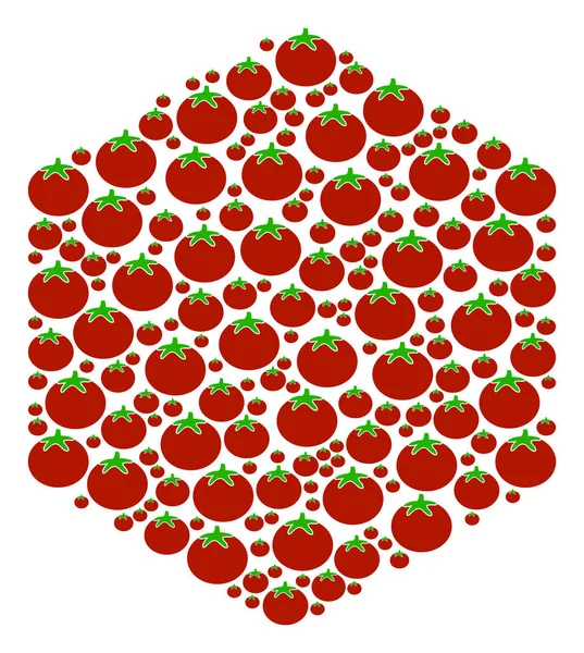 Composition hexagonale remplie de tomates — Image vectorielle