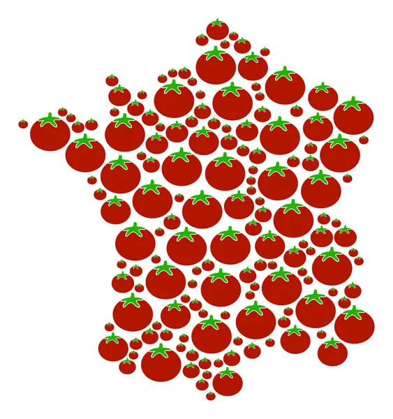 Francia Mappa Composizione del Pomodoro — Vettoriale Stock