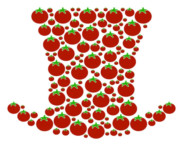 Beyefendi şapka kompozisyon domates — Stok Vektör