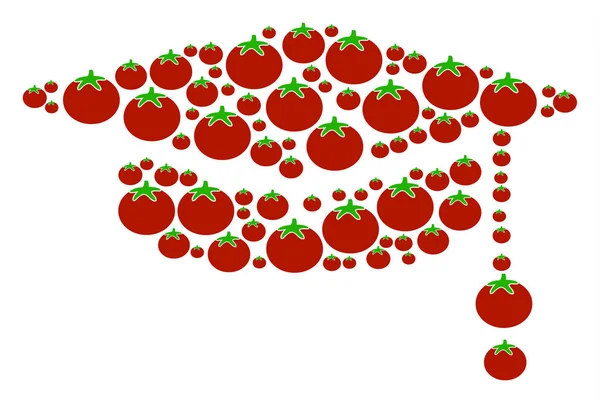 Випускний Cap Collage of Tomato — стоковий вектор