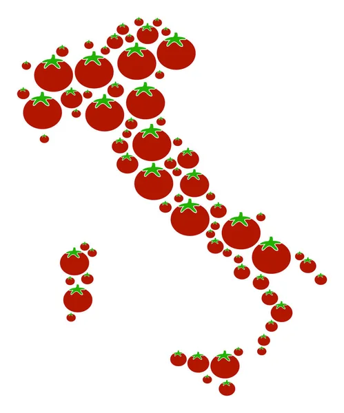 Itália Mapa Colagem de Tomate — Vetor de Stock