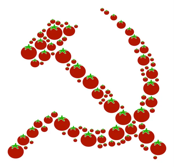 Orak ve çekiç kompozisyon domates — Stok Vektör