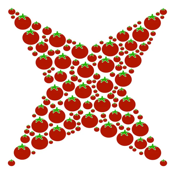 Funkelnde Star-Collage aus Tomaten — Stockvektor