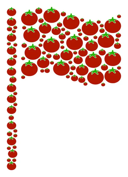 Коллаж помидоров с размахивающим флагом — стоковый вектор