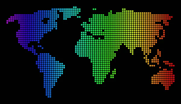 Mapa světa spektra tečkovaný Pixel — Stockový vektor