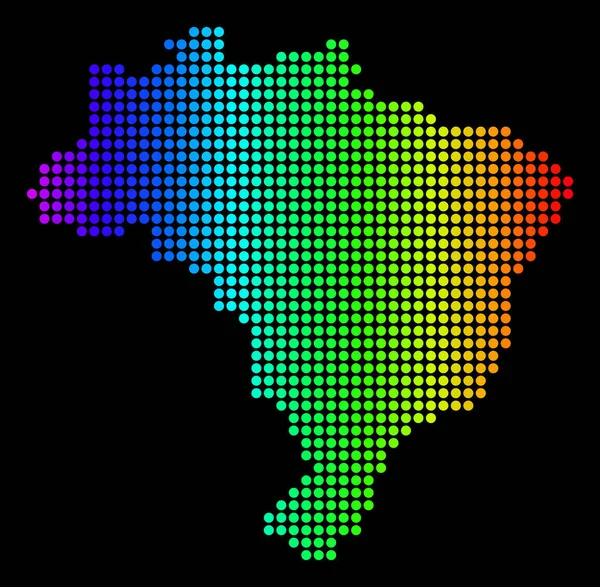 Pixel punteggiato Spectrum Brasile Mappa — Vettoriale Stock