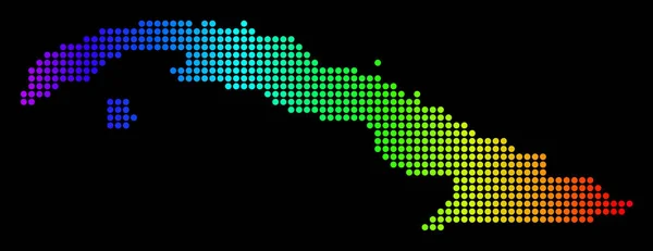 Mapa de Pixel Spectrum Cuba pontilhado —  Vetores de Stock