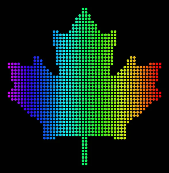 Gestippelde Pixel Spectrum Maple Leaf — Stockvector