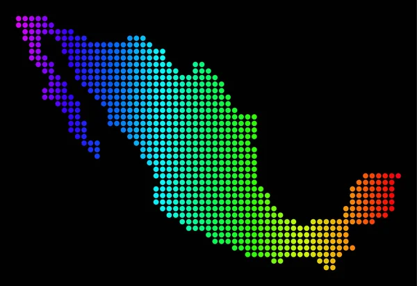 Mapa pontilhado do Pixel Spectrum México — Vetor de Stock