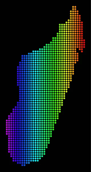Gestippelde Pixel Spectrum Madagascar Island kaart — Stockvector