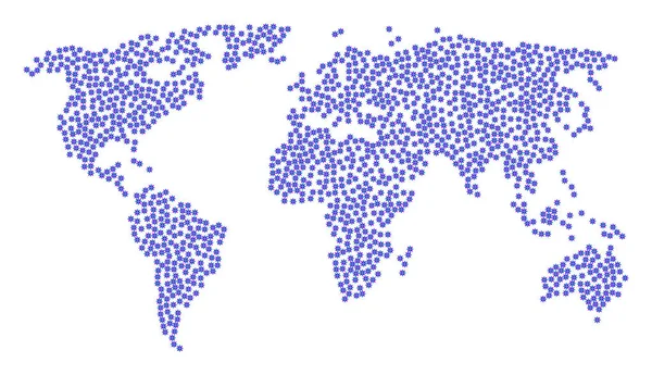 Mapa do mundo inteiro Mosaico dos ícones abstratos da flor — Vetor de Stock