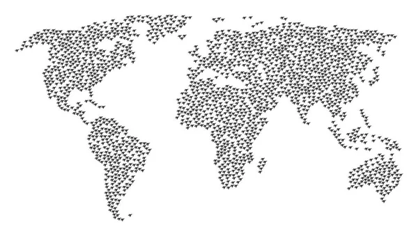 Padrão mundial de mapa de itens de interceptador de avião — Vetor de Stock