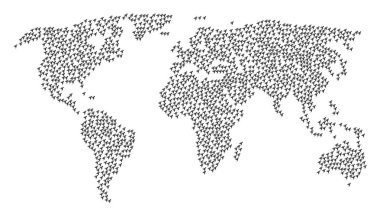 Dünya harita desen kanatlı adam simgeler