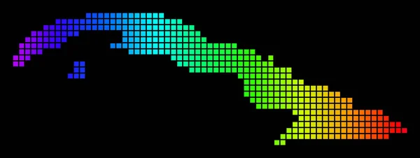 Spectrum Pixel bezaaid Cuba kaart — Stockvector