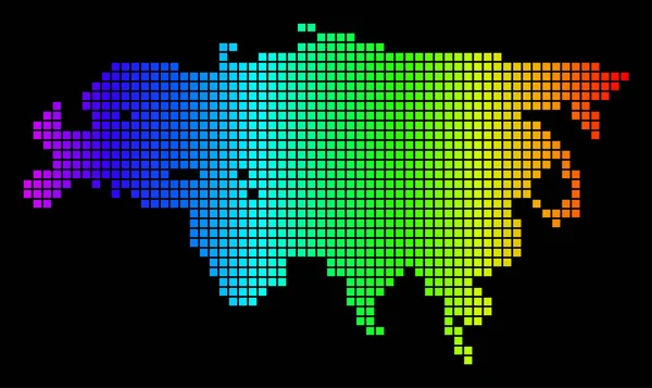 Spectrum Pixel punteado mapa de Europa y Asia — Vector de stock
