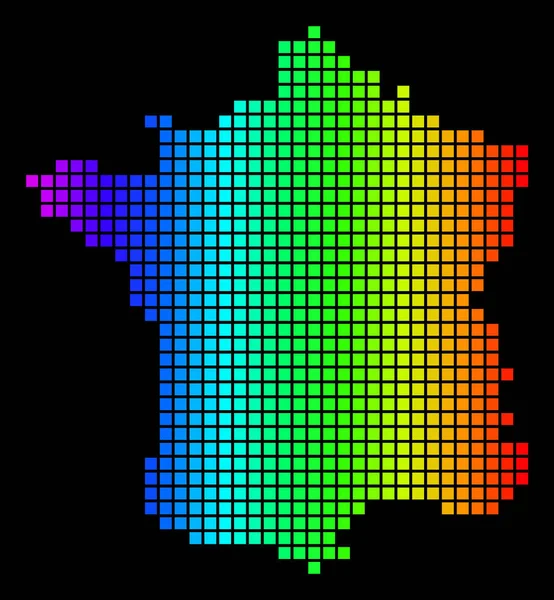 Spectrum Pixel Dotted Francia Mappa — Vettoriale Stock