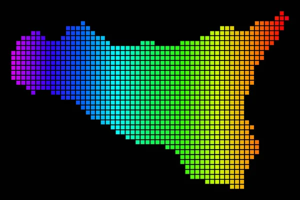 スペクトル ピクセル ドット シチリアの地図 — ストックベクタ