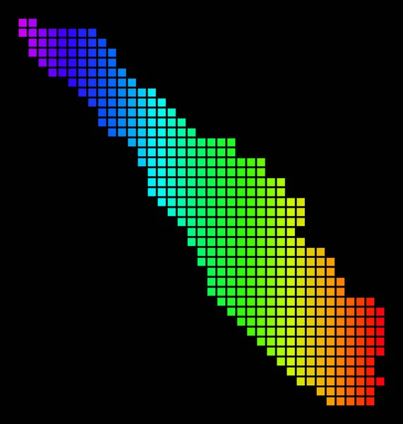 스펙트럼 픽셀 점선 수마트라 섬 지도 — 스톡 벡터