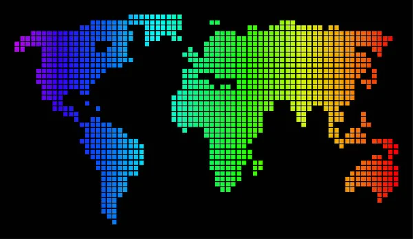 Spektra Pixel tečkované mapa světa — Stockový vektor