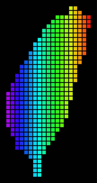 Spectrum Pixel Isla de Taiwán Mapa — Vector de stock