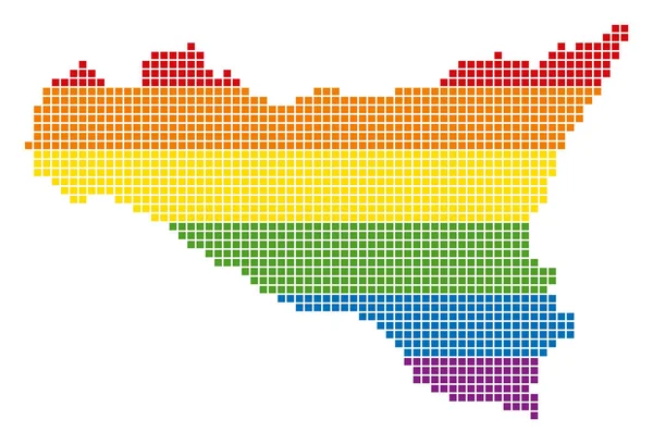 Spektrum Pixel Lgbt Sicilia mapa — Stockový vektor