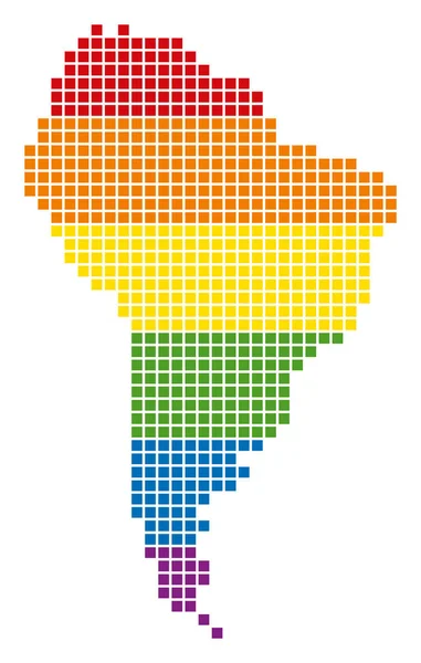 Spektrum piksel Lgbt Güney Amerika harita — Stok Vektör