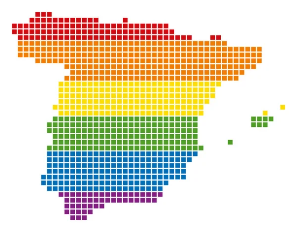 Spektrum pikseli Lgbt Hiszpania Mapa — Wektor stockowy