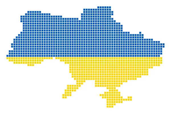 Ukrainische Farben dot Ukraine-Karte mit Krim — Stockvektor