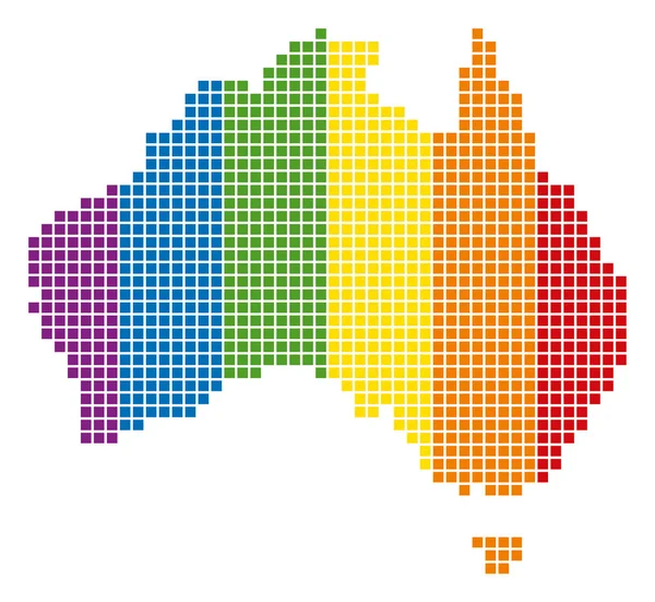 Spectrum Pixel prickade Australien karta — Stock vektor