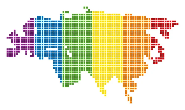 Spectrum Pixel punteado mapa de Europa y Asia — Archivo Imágenes Vectoriales