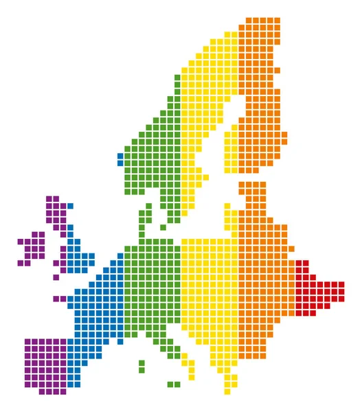 Spectrum Pixel Dotted European Union Map — Stock Vector