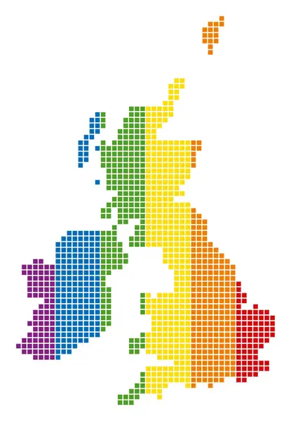 Spektrum pikseli przerywaną, Wielkiej Brytanii i Irlandii mapę — Wektor stockowy