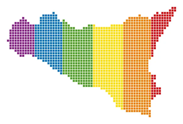 Mapa de Spectrum Pixel pontilhado Sicilia — Vetor de Stock