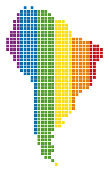 Güney Amerika harita spektrum piksel noktalı — Stok Vektör