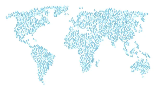 Mapa mundial Mosaico de iconos de anclaje — Vector de stock