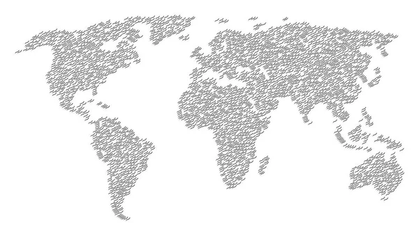 Padrão de mapa mundial de itens de verme annelid — Vetor de Stock