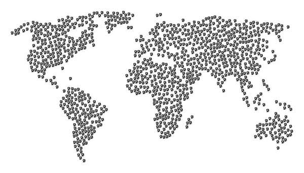 コール センター オペレーター アイテムの地球地図コラージュ — ストックベクタ