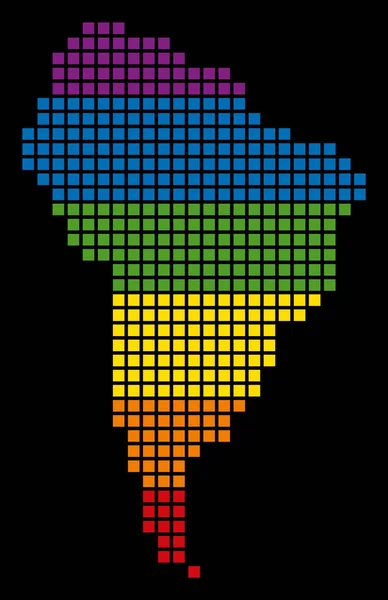 Spektrum pikseli Lgbt Mapa Ameryki Południowej — Wektor stockowy