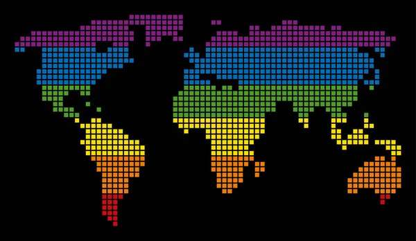 Mapa Mundial do Spectrum Pixel LGBT — Vetor de Stock