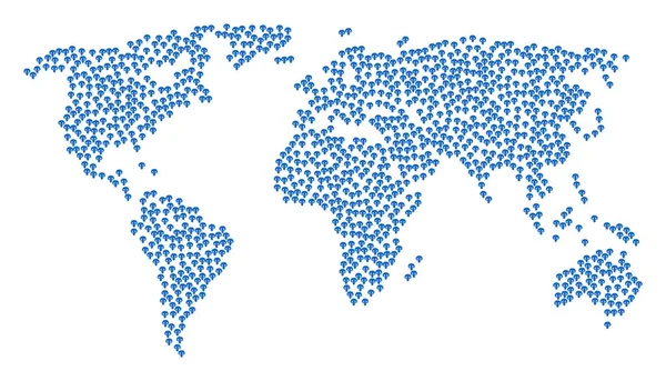 Mapa mundial del patrón de Champignon Mushroom Iconos — Vector de stock