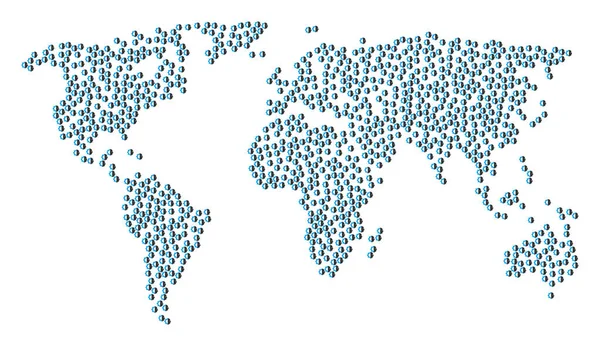 Global harita mozaik Cyborg kafa simgeler — Stok Vektör
