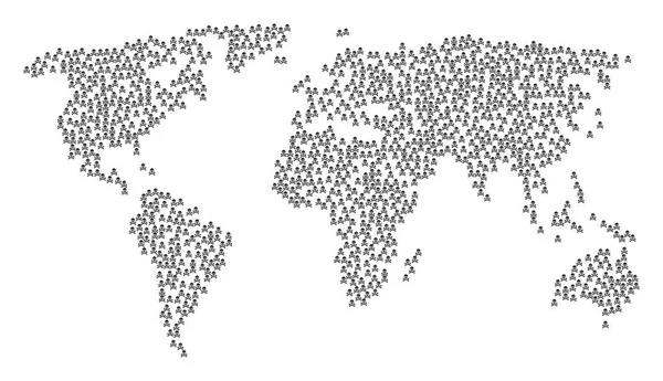 Mappa Globale Collage of Death Skull Articoli — Vettoriale Stock