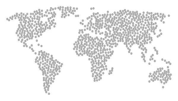 Mapa Global Mosaico do Globo Itens — Vetor de Stock