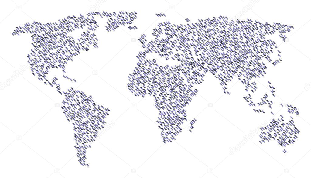 Worldwide Map Mosaic of DNA Spiral Items