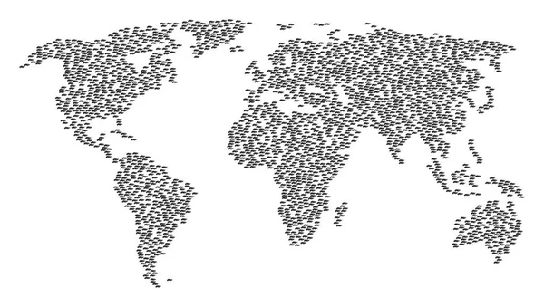 Wereldwijd kaart Collage van Hand Items — Stockvector