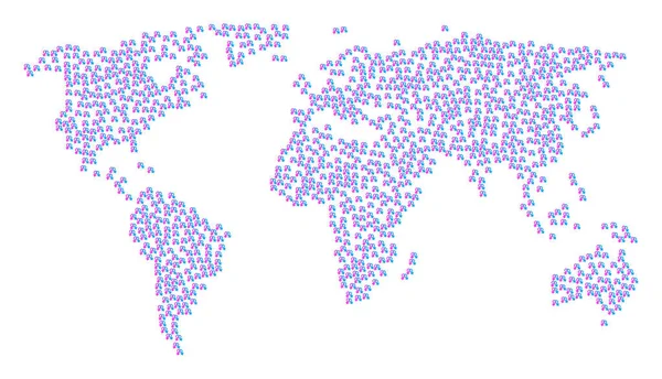 Padrão de mapa mundial de itens de símbolo de Lesbi — Vetor de Stock