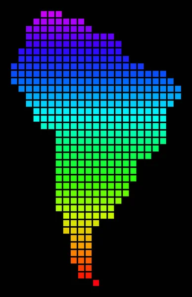 スペクトル ピクセル ドット南アメリカ地図 — ストックベクタ