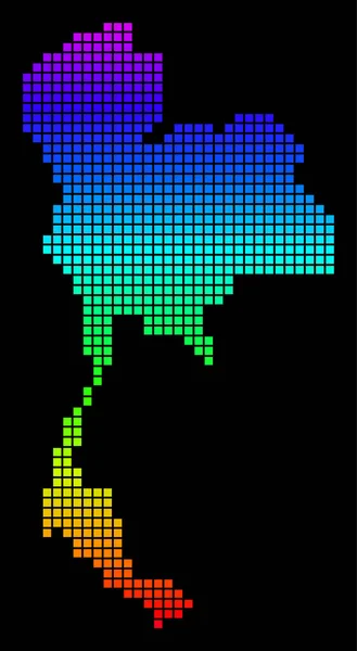 Spectrum Pixel bezaaid Thailand kaart — Stockvector