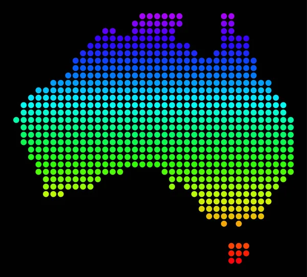点線ピクセル スペクトル オーストラリア地図 — ストックベクタ